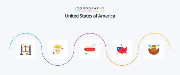 Usa Flat Icon Pack Including Hat American Dog Usa States — 图库矢量图片