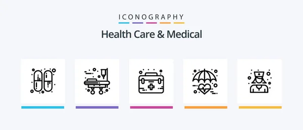 Health Care Medical Line Icon Pack Including Heart Checked Ray — Stockový vektor