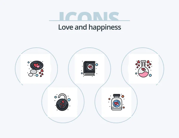 Love Line Filled Icon Pack Icon Design Bed Love Gift — Archivo Imágenes Vectoriales