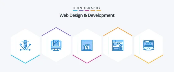Web Design Development Blue Icon Pack Including Advert Web Web — Vettoriale Stock