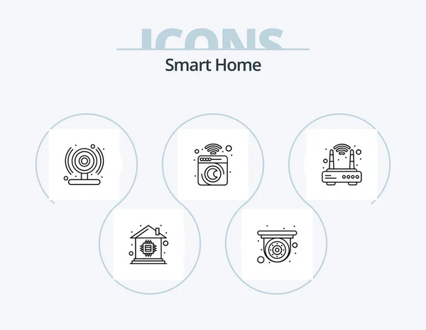Smart Home Line Icon Pack Icon Design House Power Chip — Wektor stockowy