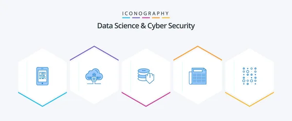 Data Science Cyber Security Blue Icon Pack Including Data Document — Vettoriale Stock