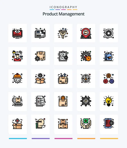 Creative Product Management Line Filled Icon Pack Essential Расположение Настройка — стоковый вектор
