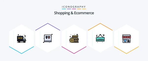Shopping Ecommerce Filledline Icon Pack Including Shopping Sale Currency Shop — Stockvector