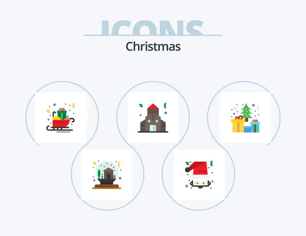 Christmas Flat Icon Pack Icon Design Tree Christmas Santa Claus — Stockový vektor