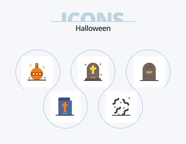 Halloween Flat Icon Pack Icon Design Grave Tombstone Easter Halloween — Διανυσματικό Αρχείο