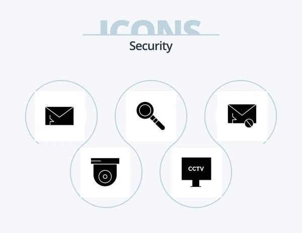 Security Glyph Icon Pack Icon Design Mail Search Alert Look — Vetor de Stock