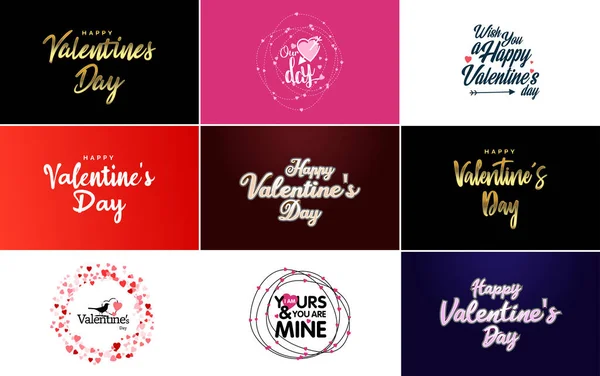 Happy Valentine Day Greeting Card Template Floral Theme Red Pink — Image vectorielle