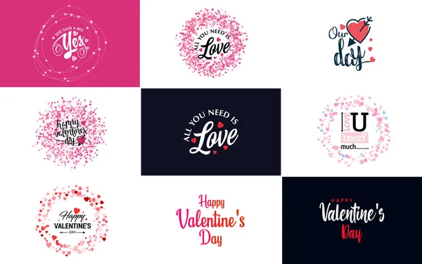 Love You Hand Drawn Lettering Heart Design Suitable Use Valentine — Stockvector