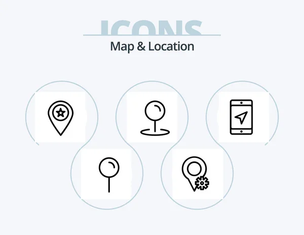 Map Location Line Icon Pack Icon Design Pin Pin Map — Vector de stock