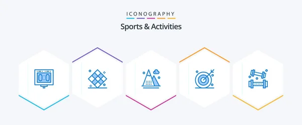 Sports Activities Blue Icon Pack Including Bulls Eye Aim Play — Wektor stockowy