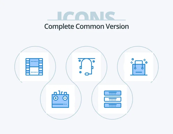 Complete Common Version Blue Icon Pack Icon Design Help Communication — Stockvector