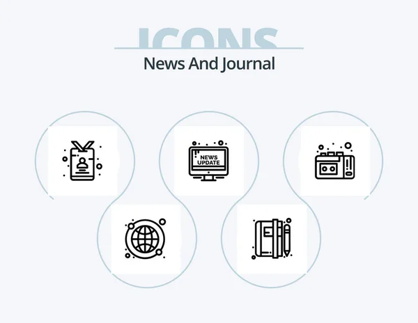 News Line Icon Pack Icon Design Newspaper Recording Hot Professional — Stockvector