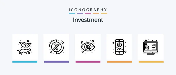 Investment Line Icon Pack Including Seo Investment Hand Growth Investment — Stock Vector