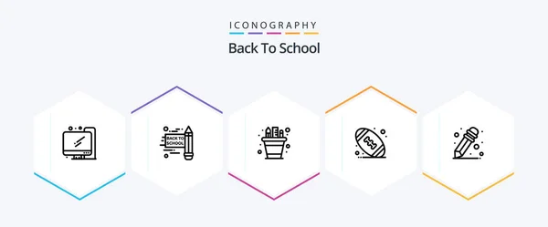 Back School Line Icon Pack Including Pencil Pot School Supplies — Stockvector