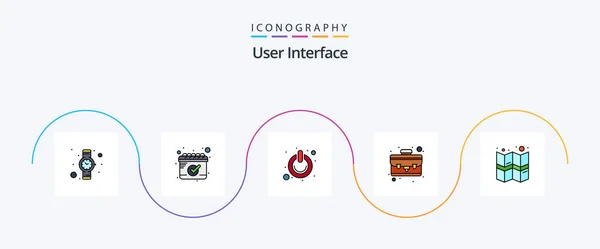 User Interface Line Filled Flat Icon Pack Including Location Gps — Image vectorielle