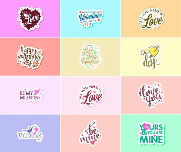 Love Air Valentine Day Typography Graphic Design Stickers — Vector de stock