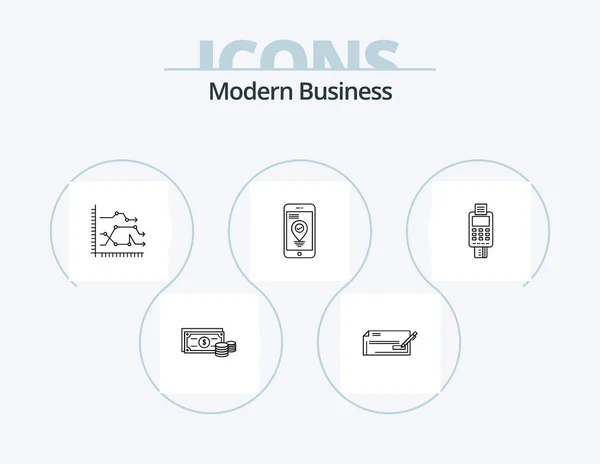 Modern Business Line Icon Pack Icon Design Safe Graph Business — Stockvektor