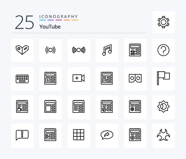 Youtube Line Icon Pack Including Basic App Document Music — 图库矢量图片