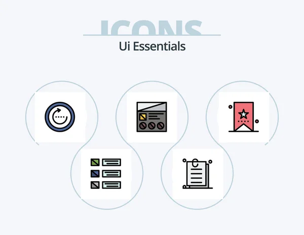 Essentials Line Filled Icon Pack Icon Design Photo Gallery Seo — Stockvector