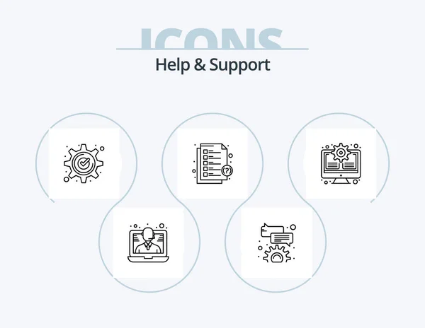 Help Support Line Icon Pack Icon Design Configure Bubble Help — Stock Vector