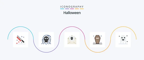 Halloween Flat Icon Pack Including Death Casket Halloween Horror Halloween — Stok Vektör