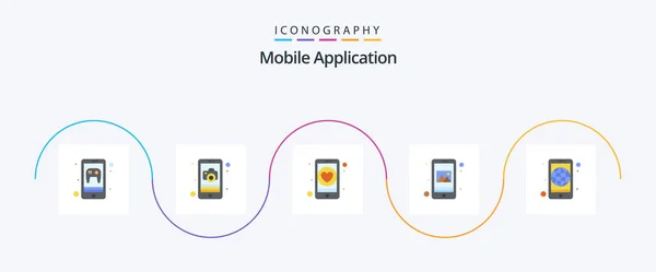 Mobile Application Flat Icon Pack Including Application Мобильный App Галерея — стоковый вектор