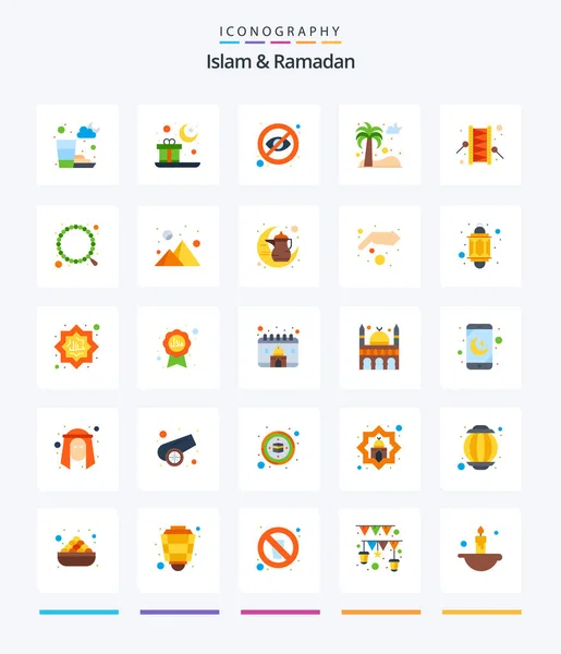 Creative Islam Ramadan Flat Icon Pack Bedug Pine Tree Blind — Stock vektor