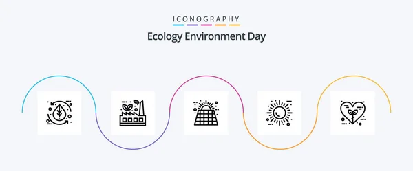 Ecology Line Icon Pack Including Eco Sun Factory Energy Solar — Archivo Imágenes Vectoriales