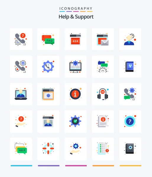 Creative Help Support Flat Icon Pack Customer Service Mail Support — Vettoriale Stock