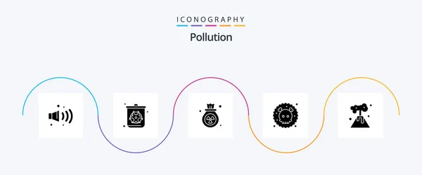 Pollution Glyph Icon Pack Including Pollution Energy Pollution Waste Poisonous — Stockový vektor