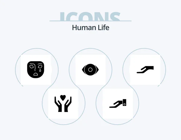 Human Glyph Icon Pack Icon Design Face Hand — Vector de stock