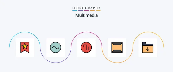 Multimedia Line Filled Flat Icon Pack Including Wave Insert Document — Wektor stockowy