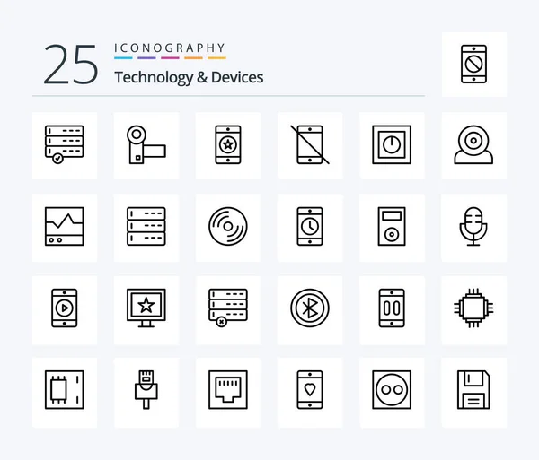 Devices Line Icon Pack Including Phone Hardware Cellphone Devices Phone — 图库矢量图片
