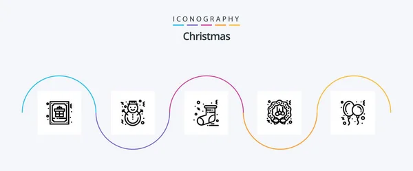 Christmas Line Icon Pack Including Season Wreath Christmas Decoration Socks — Stockový vektor