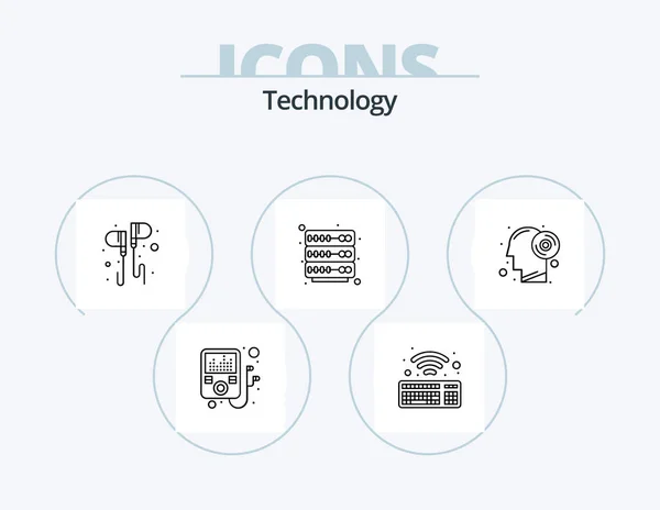 Technology Line Icon Pack Icon Design Beamer Joystick Control Pad — Wektor stockowy