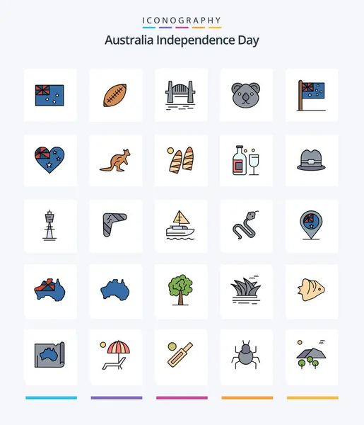 Creative Australia Independence Day Line Filled Icon Pack Australia Sydney — Stock Vector