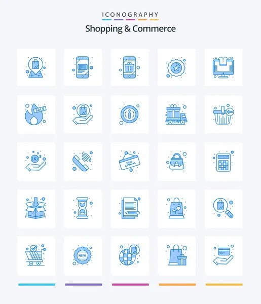 Creative Shopping Commerce Blue Icon Pack Online Premium Scanner Badge — Vettoriale Stock