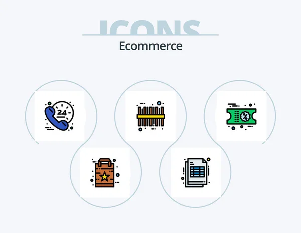 Ecommerce Line Filled Icon Pack Icon Design Invoice Shopping Cheaque — Wektor stockowy