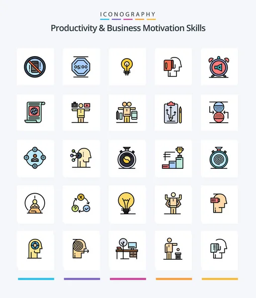 Creative Productivity Business Motivation Skills Line Filled Icon Pack List — Stok Vektör