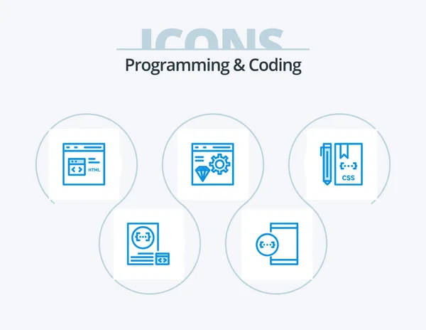 Programming Coding Blue Icon Pack Icon Design Coding App Development — Stok Vektör
