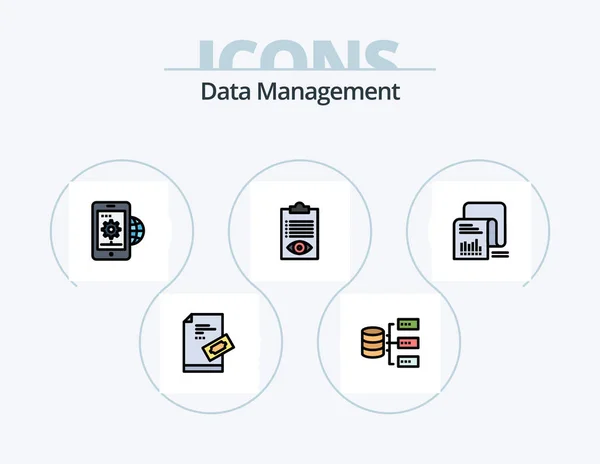 Data Management Line Filled Icon Pack Icon Design Music Tools — Stok Vektör