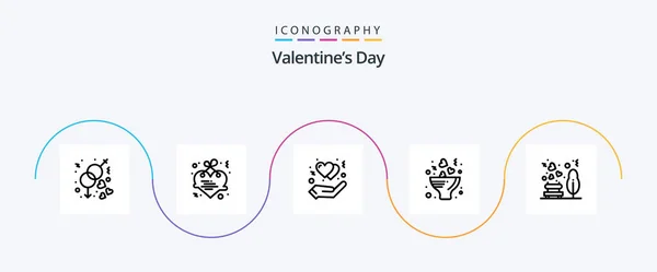 Valentines Day Line Icon Pack Including Love Romance Protect Love — Stok Vektör