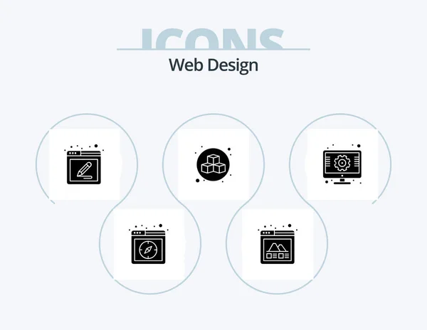 Web Design Glyph Icon Pack Icon Design Setting Cubed Design — Archivo Imágenes Vectoriales