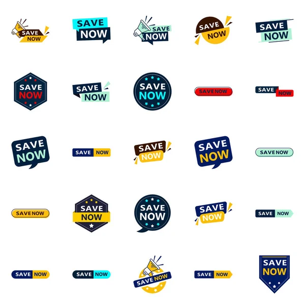 Now Fresh Typographic Designs Updated Savings Campaign — Διανυσματικό Αρχείο