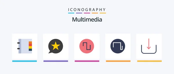 Multimedia Flat Icon Pack Including Sound Multimedia Creative Icons Design — Stockový vektor