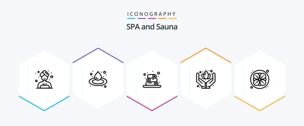 Sauna Line Icon Pack Including Wellness Nature Flower — Image vectorielle