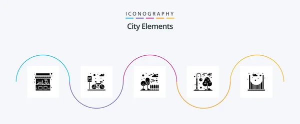 City Elements Glyph Icon Pack Including Parks Recreation Building Park — Archivo Imágenes Vectoriales