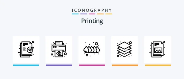 Printing Line Icon Pack Including Color Advertising Swatch Target Creative — 图库矢量图片