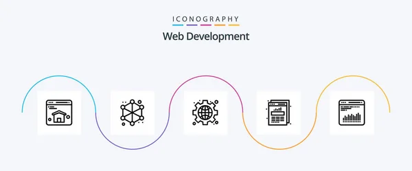 Web Development Line Icon Pack Including Chart Chart Interface Web — Stok Vektör